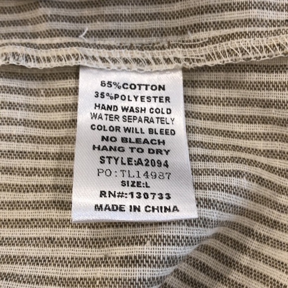 Umgee striped shirt beige with lace pattern SZ  L button down - Picture 8 of 10